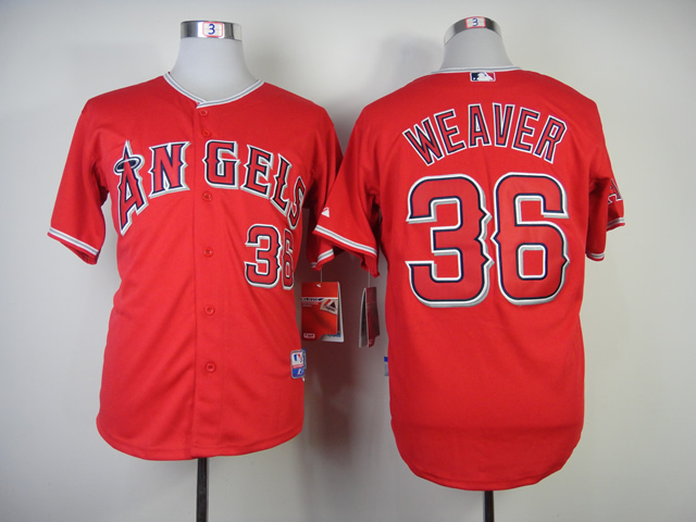 Men Los Angeles Angels #36 Weaver Red MLB Jerseys->los angeles angels->MLB Jersey